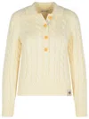 Bally Merino Wool Cable Knit Sweater Collared In Multi