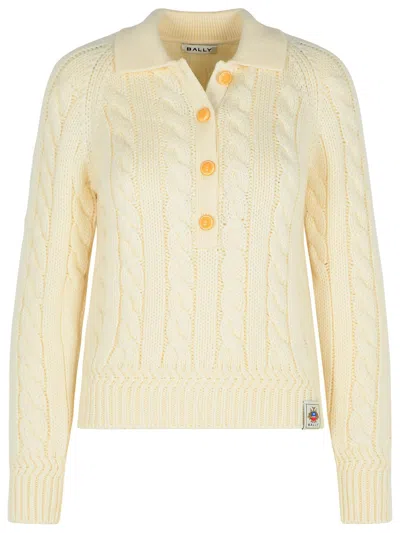 BALLY BALLY IVORY EXTRAFINE MERINO WOOL SWEATER