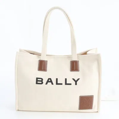 Pre-owned Bally Ivory Leather Canvas Handbag Tote Bag () In White