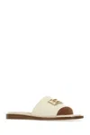 Bally Ivory Leather Eloise Slippers In Bone1550