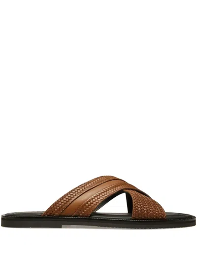 Bally Jabil Woven Leather Cross-strap Sandals In Brown