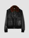 Bally Shearling-collar Leather Bomber Jacket In Black