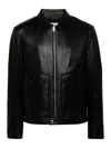 Bally Lambskin Blazer With Cuff Zips And Spread Collar In Black