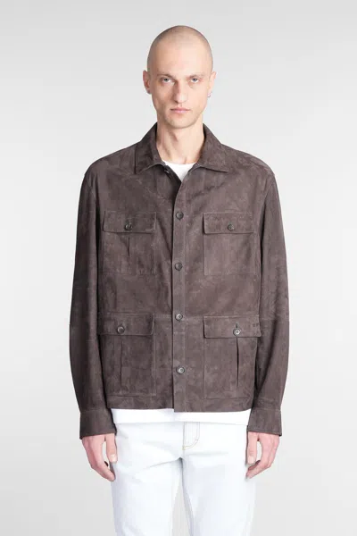 Bally Leather Jacket In Brown Leather