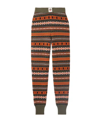 Bally Jacquard-knit Wool Leggings In Orange