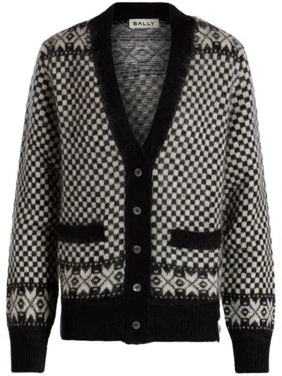 Bally Jacquard-pattern Cardigan In Black