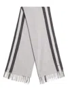 Bally Jacquard Ribbons Fringe Scarf In Gray