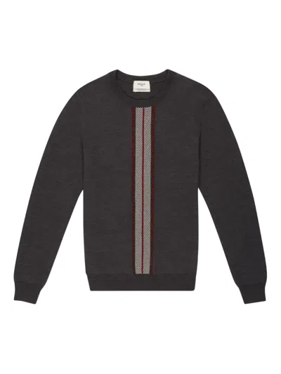 Bally Jacquard-stripe Wool Sweater In Gray