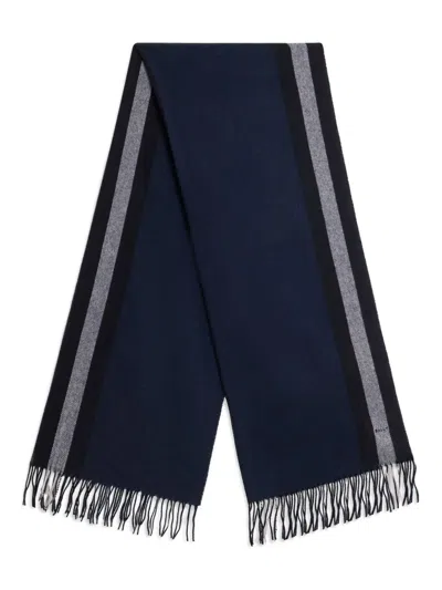 Bally Jacquard-woven Ribbons Fringe Scarf In Black