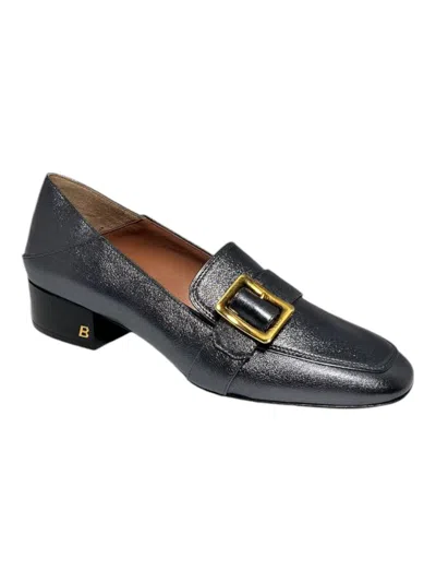 Bally Janelle 6217720 Ladies Metal Gray Loafers Leather In Grey