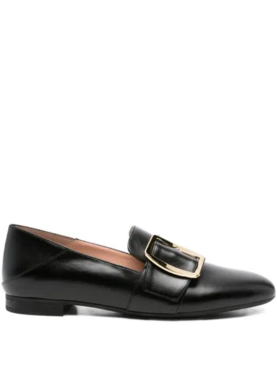 Bally Janelle Buckle Leather Loafers In Black