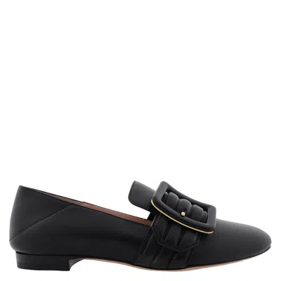 Bally Janelle Buckle Leather Loafers In Black