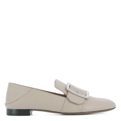 Bally Janelle Buckle Leather Loafers In Gray