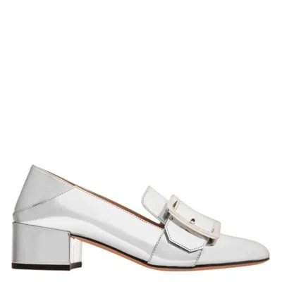 Bally Janelle Buckle Leather Pumps In Silver