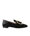 Bally Buckle Leather Loafers Round Toe In Black