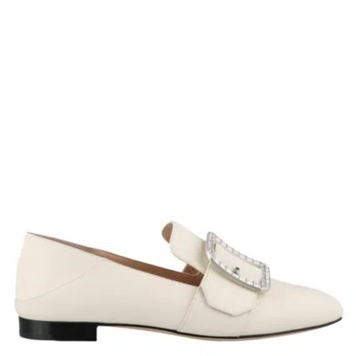 Bally Janelle Crystal Buckle Leather Loafers In Animal Print