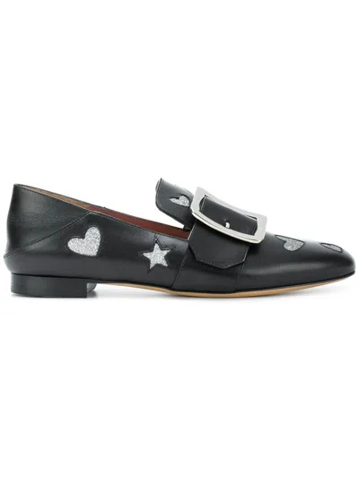 Bally Janelle Hearts Women's 6221029 Black Leather Loafers In Multi