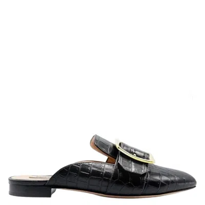 Bally Janesse Croc-embossed Leather Mules In Black