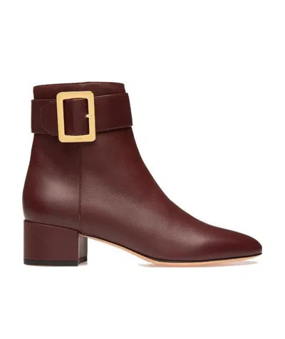 Bally Jay Metal Square Button Boots In Red