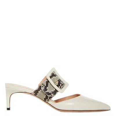 Bally Jemina 55 Buckle Pointed Toe Mules In Neutral