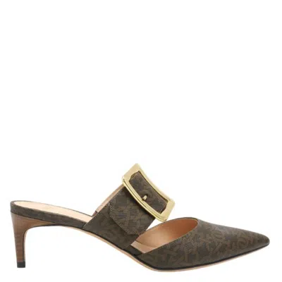 Bally Jemina 55 Monogram Pointed Toe Mules In Brown