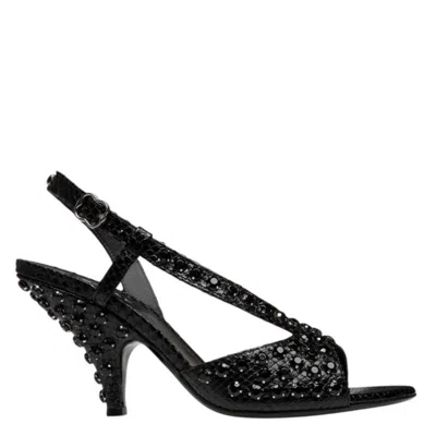 Bally Katy Python Printed Leather Sandals In Black