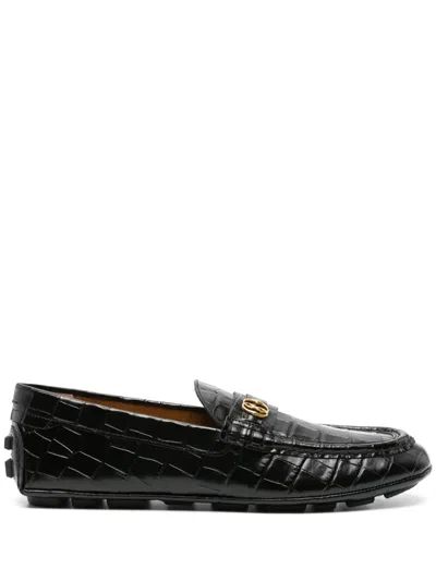 Bally Kerbs Crocodile-embossed Loafers In Black