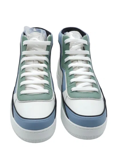 Bally Kenton 6302315 Men's White High Top Leather Sneakers In Green