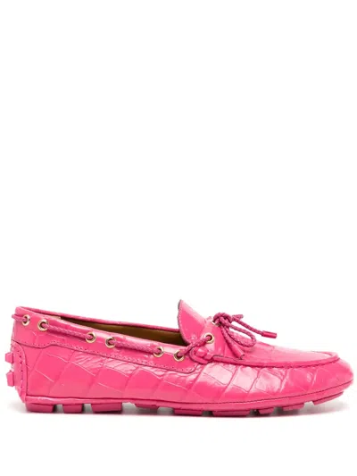 Bally Kerbs Crocodile-effect Loafers In Pink