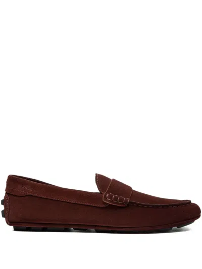 Bally Kerbs Driver In Burgundy Suede Wide Foot Morphology In Brown