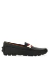 Bally Textured Leather Driver Loafers With Contrast Stripe