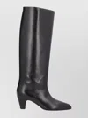 Bally Knee-high Leather Pointed Toe Mid Heel Boots In Black