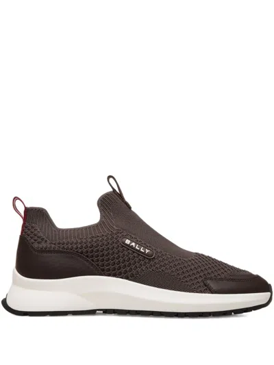 Bally Knit-effect Pull-on Sneakers In Brown