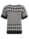Bally Checked Knit Top In Black/ivory