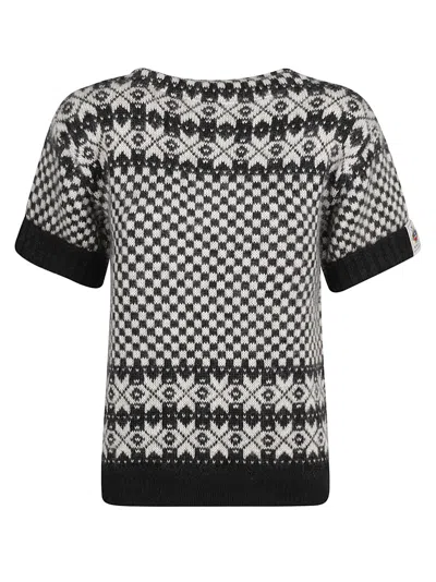 Bally Knitted Short-sleeved Jumper In Black/ivory