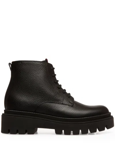 Bally Lace-up Grained Leather Boots In Multi