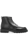 Bally Lace-up Leather Biker Boots In Black