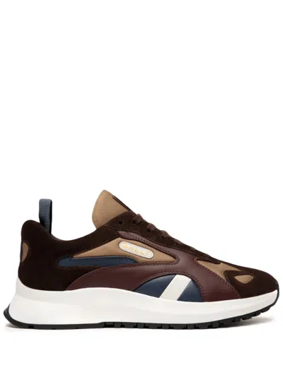 Bally Lace-up Panelled Sneakers In Brown