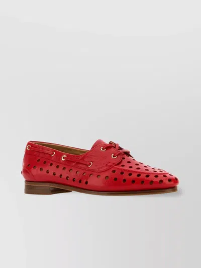 Bally Lace-up Shoes With Eyelet Accents And Perforated Design In Red