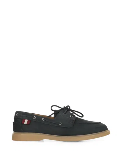 Bally Lace-up Leather Loafers In Black