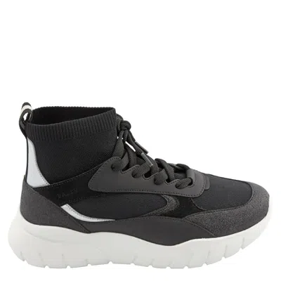 Bally Ladies Bienne Black Panelled Hi-top Sneakers In Gray