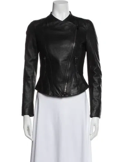 Pre-owned Bally Lamb Leather Biker Jacket In Black