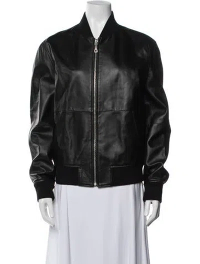 Pre-owned Bally Lamb Leather Bomber Jacket In Black
