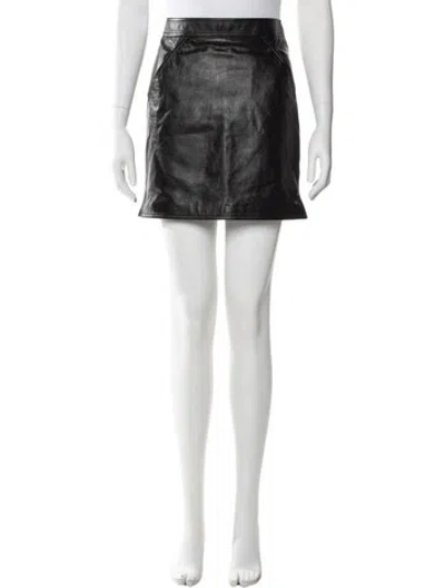 Pre-owned Bally Lamb Leather Mini Skirt In Black