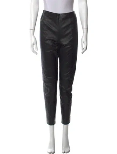 Pre-owned Bally Lamb Leather Straight Leg Pants In Black