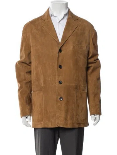 Pre-owned Bally Lamb Leather Utility Jacket In Neutral