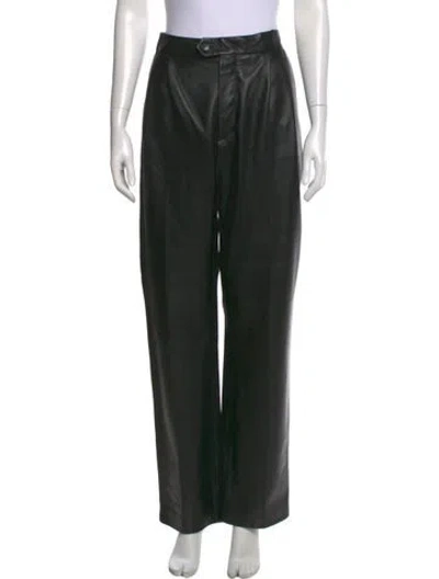 Pre-owned Bally Lamb Leather Wide Leg Pants In Black