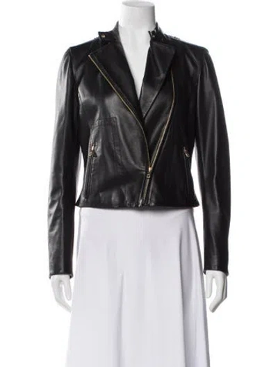Pre-owned Bally Lambskin Biker Jacket In Black