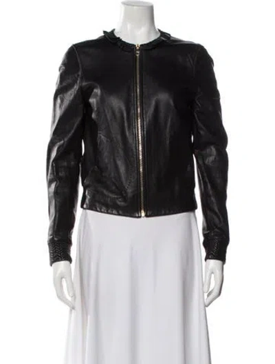 Pre-owned Bally Lambskin Biker Jacket In Black