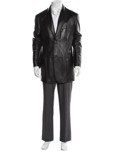 Pre-owned Bally Lambskin Moto Jacket In Black